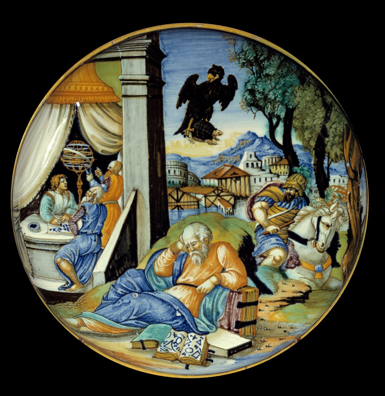 Düşük bacak kesimi: Kader alegorisi. Fayans. Francesco Avelli Xanto tarafından yapılmıştır (1530/1540 civarında aktiftir) by Francesco Xanto Avelli