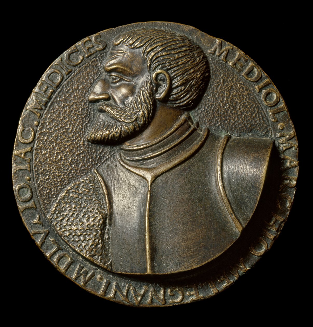 Gian Giacomo de Medici dit il Medeghino (1497-1556), Francesco da Sangallo dit il Margotta (1494-1576) Floransa, Museo Nazionale del Bargello tarafından yapılan İtalyan Condottiero Madalyası büstü by Francesco da Sangallo