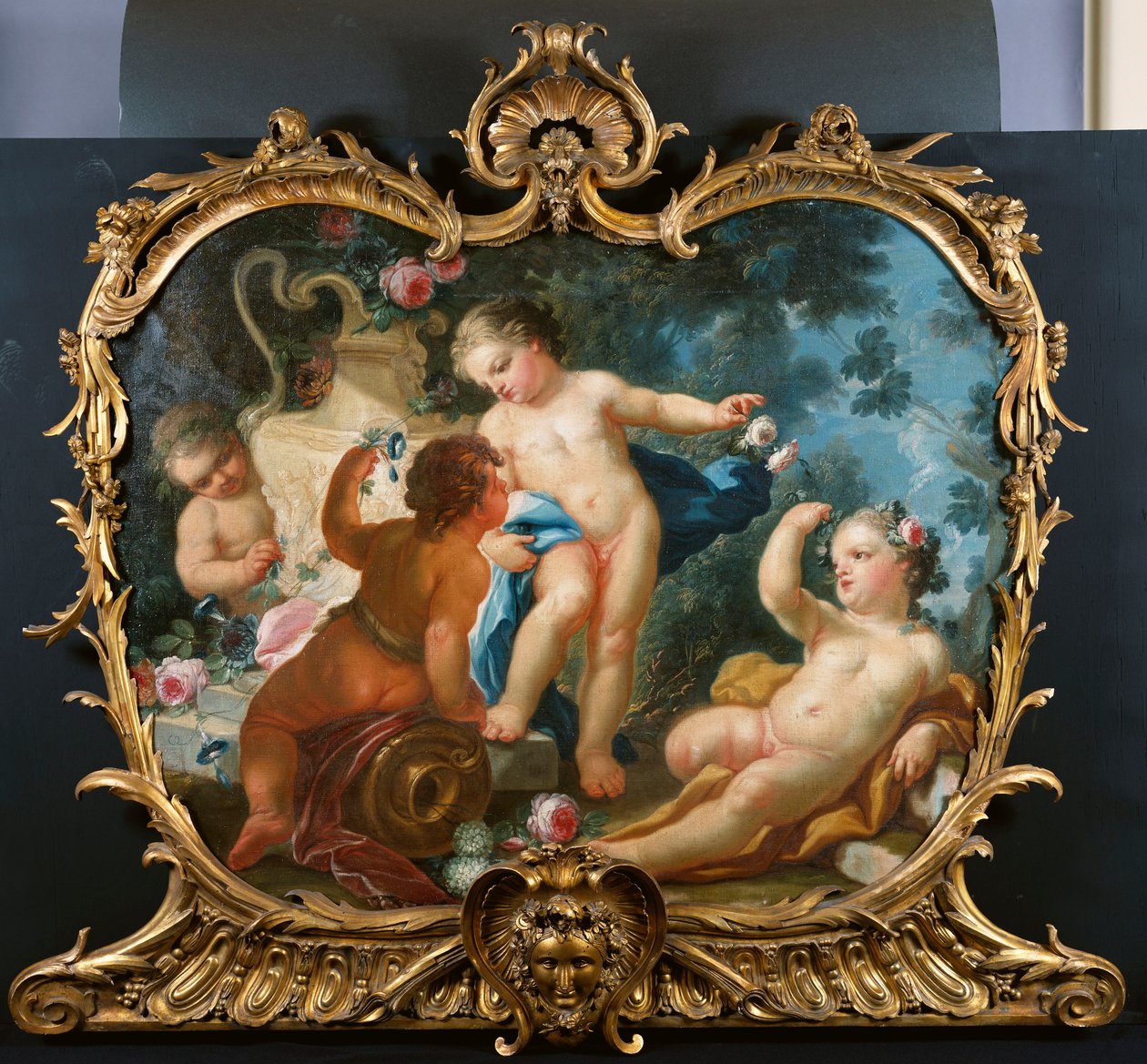 Putti Disporting ile Kapı Üstü Kapı by Francesco de Mura