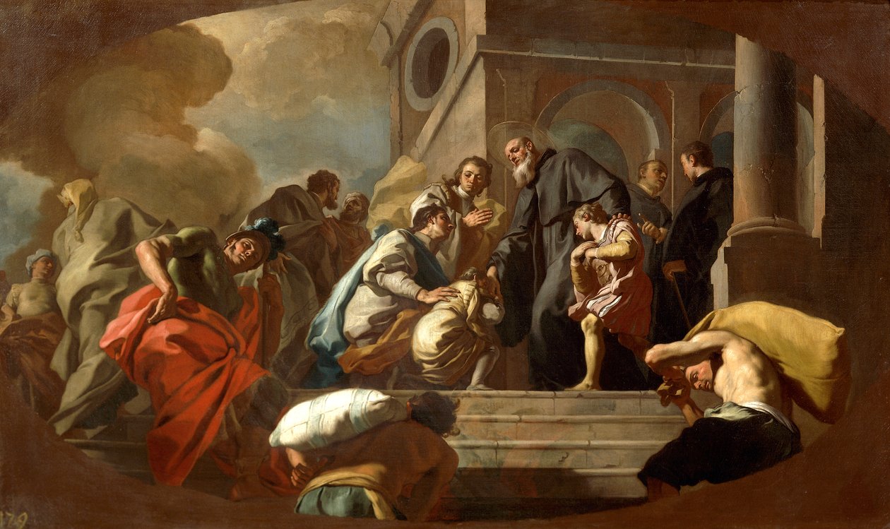 Aziz Benedict Rüyası, Francesco De Mura (1696-1782), detay by Francesco de Mura
