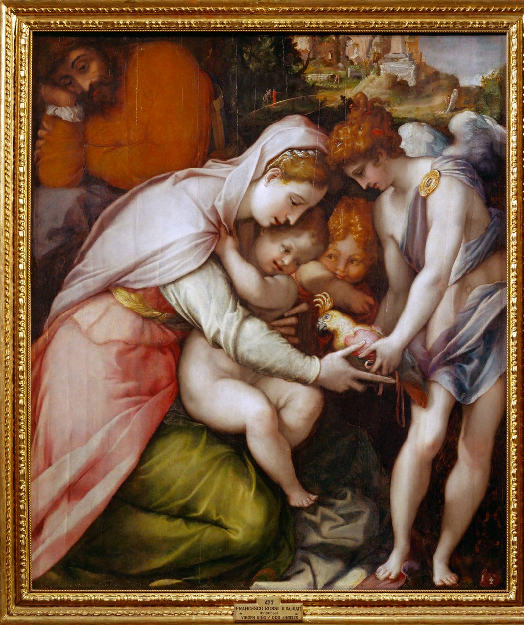 İki melekle birlikte Madonna ve Çocuk by Francesco de Rossi Salviati