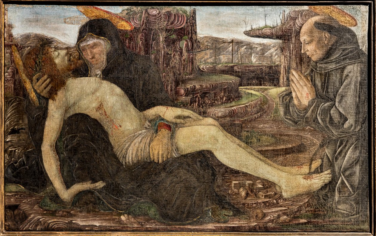 Francesco del Cossa tarafından Aziz Francis olarak gösterilen müşteri ile ağıt by Francesco del Cossa