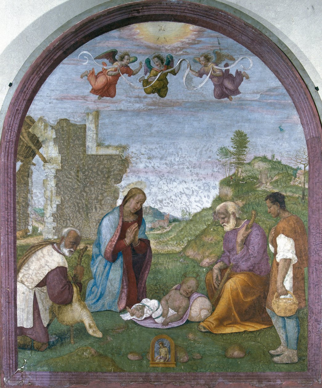 Çobanların Hayranlığı (fresk) by Francesco di Cristofano Franciabigio