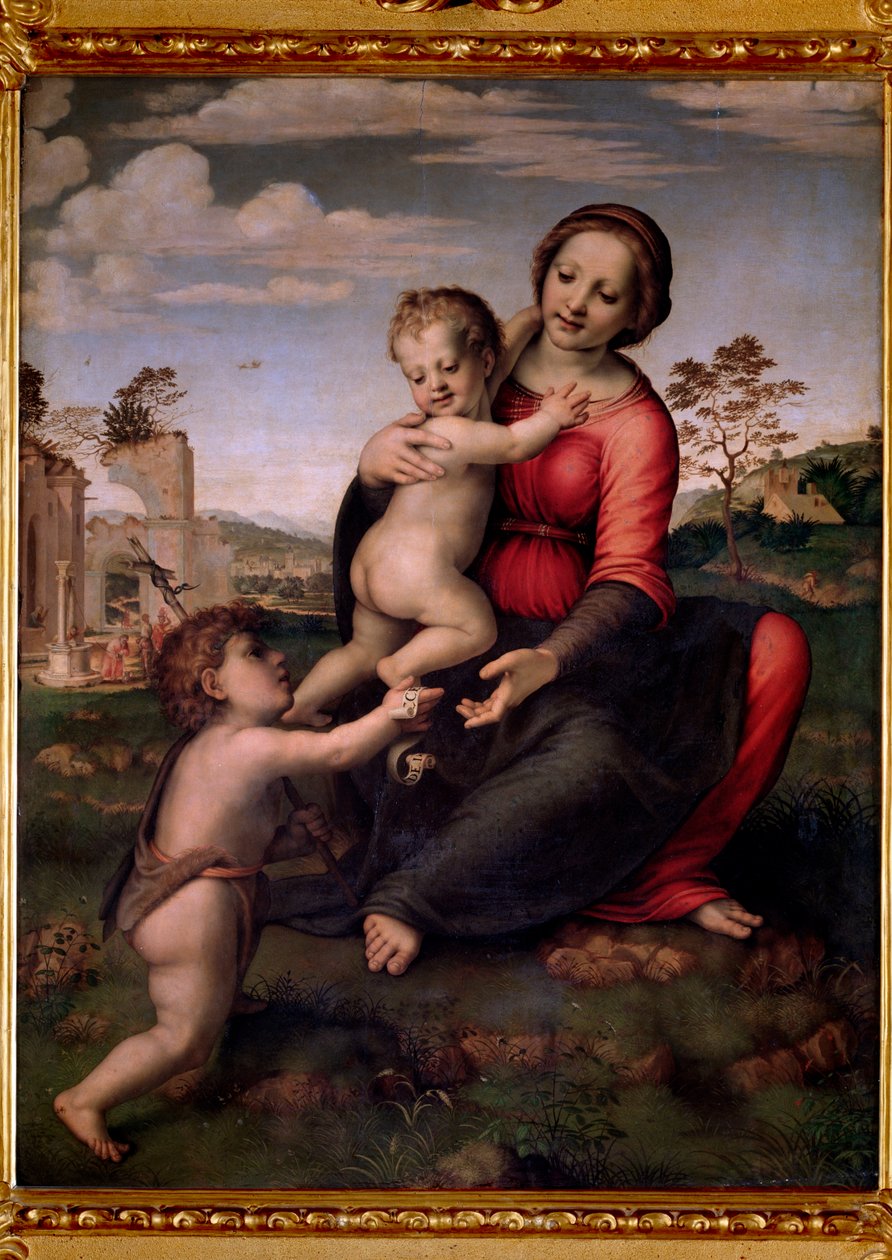 çocuk ve aziz John Baptist ile Bakire (resim by Francesco di Cristofano Franciabigio