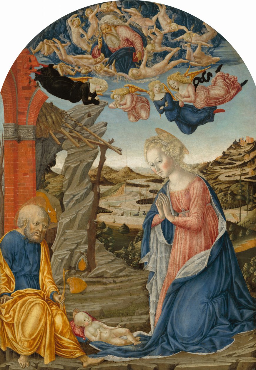 Doğuş, Melekler ve Kerubimlerle çevrili Baba Tanrı ile by Francesco di Giorgio Martini