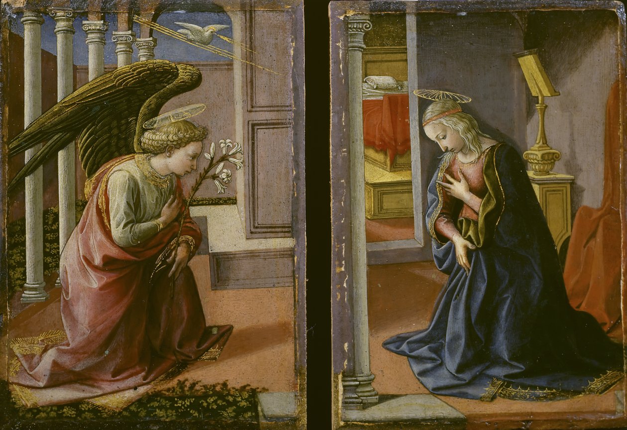 İki Parçalı - Müjde, c.1450-55 by Francesco di Stefano Pesellino