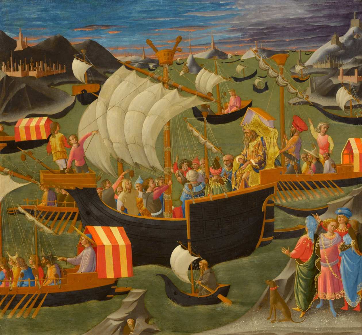 Kral Melchior Kutsal Topraklara Yelken Açıyor, c.1445-50 by Francesco di Stefano Pesellino