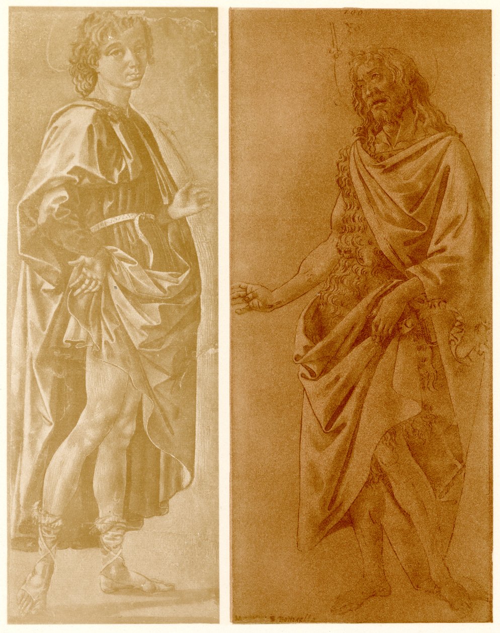 Bir palmiye ağacı ile ayakta duran genç bir aziz üzerinde çalışma by Francesco di Stefano Pesellino