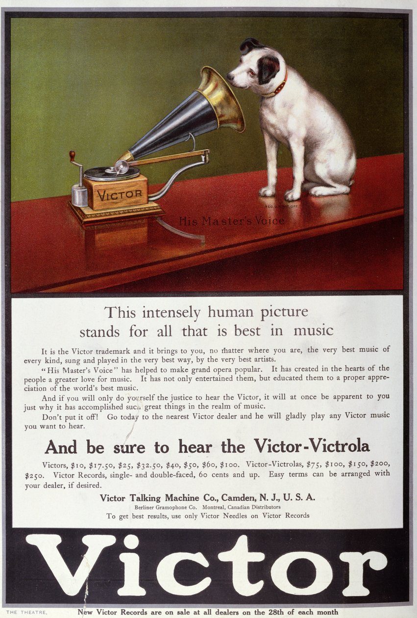 Victor gramofonlarının reklamı, 'Tiyatro'dan, c.1910 by Francois Barraud
