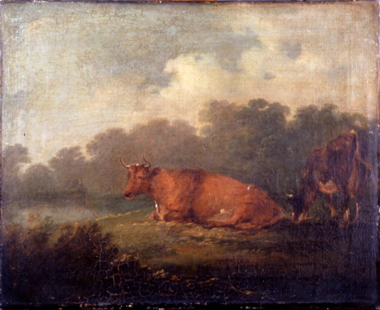 Sığır Bir İnek Dinlenme ile Peyzaj by Francis Bourgeois