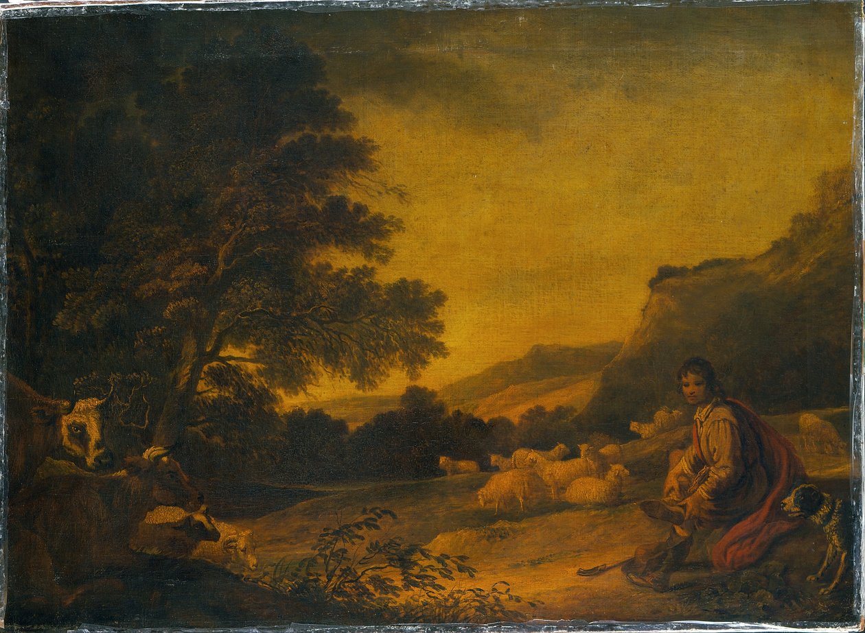 Landscape with Cattle A Young Sheperd with his Flock  by Francis Bourgeois