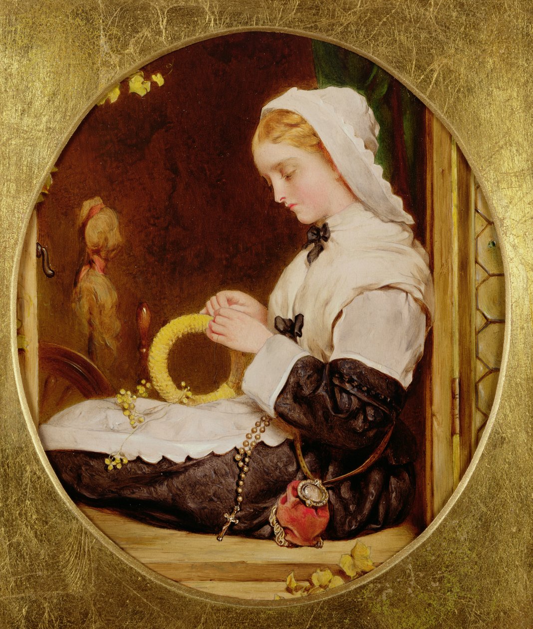 Pencerede Dikiş Eden Kadın, 1859 (panel) by Francis John Wyburd