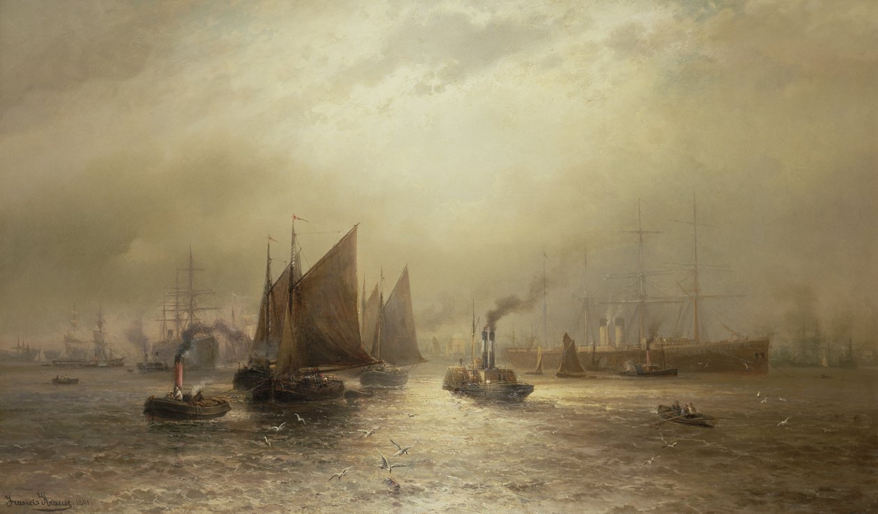 Mersey Nehrinde Yoğun Bir Sabah, 1891 by Francis Krause