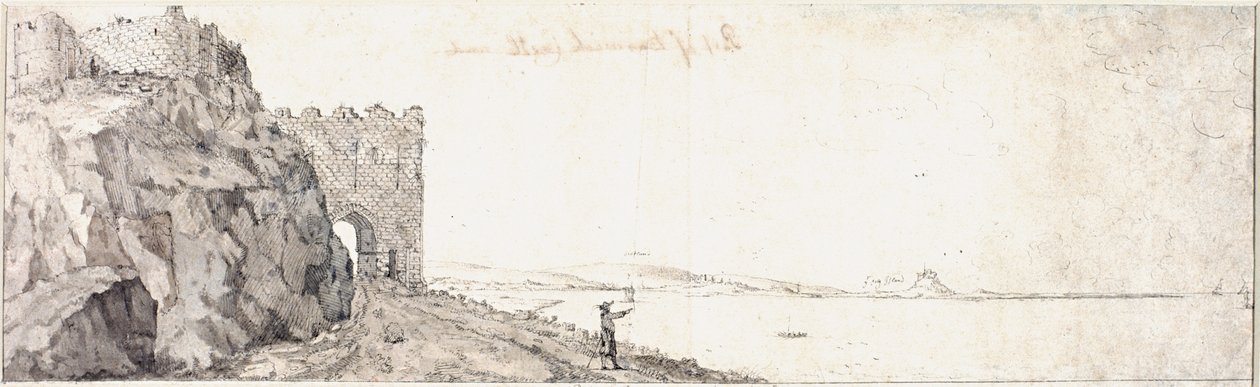 Ağ Geçidi, Bamburgh Kalesi (kağıt üzerine mürekkep) by Francis Place