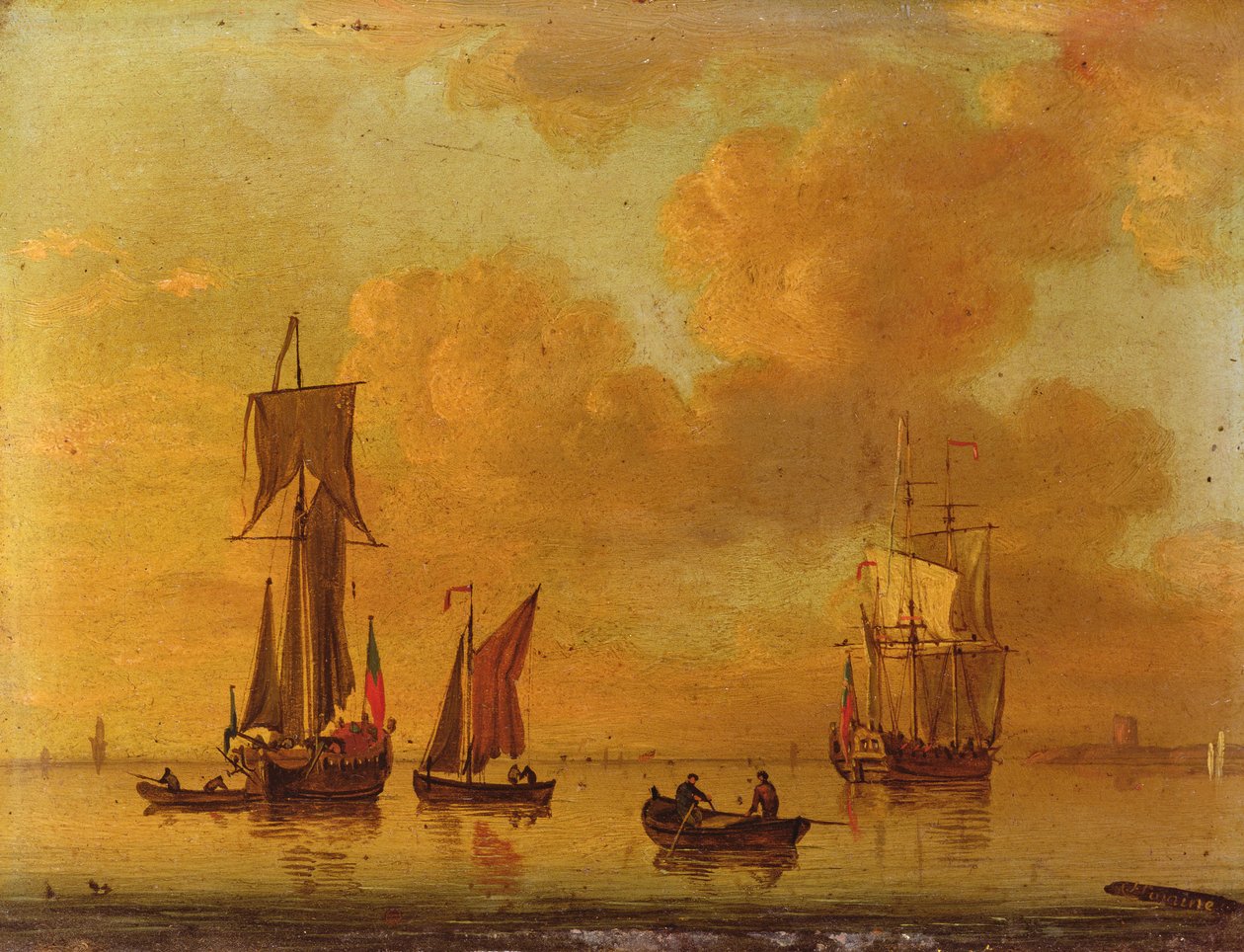 Sakin bir kraliyet yat ve küçük tekne by Francis Swaine