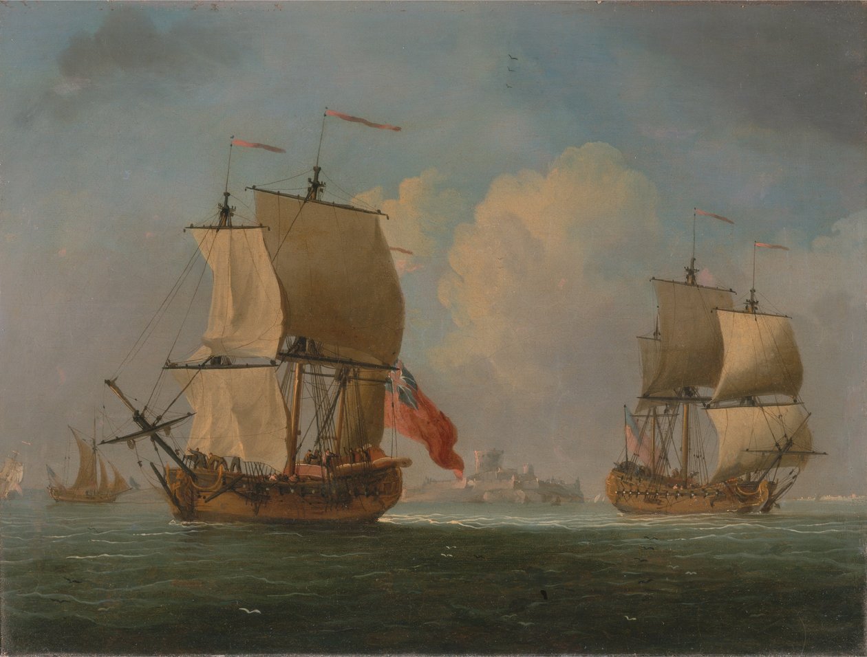 Hafif Esinti İçinde Bir İngiliz Sloopu ve Bir Fırkateyn by Francis Swaine