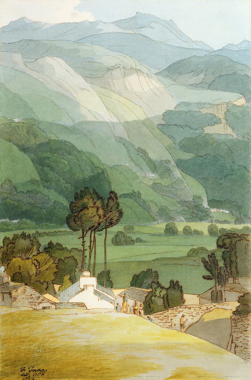 Ambleside, 1786 (döşeme kağıt üzerine grafit üzerine kalem ve mürekkep ile) by Francis Towne