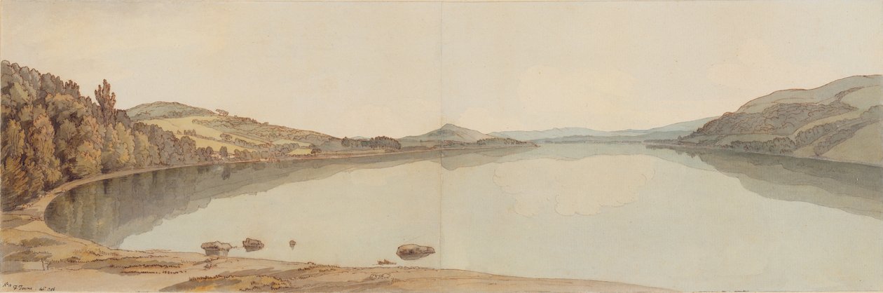 Windermere Gölü, 1786 (kağıt üzerine kalem ve mürekkepli tuvalet) by Francis Towne