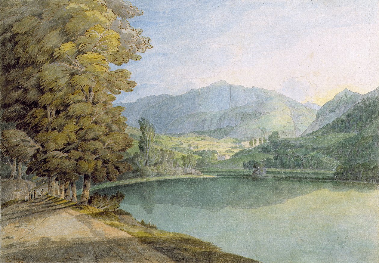 Rydal Water (kağıt üzerinde wc ile kalem ve mürekkep) by Francis Towne