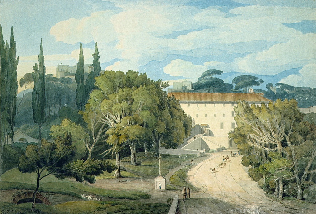 Napoli yakınlarındaki Aziz Eufebio Manastırı (sulu boya) by Francis Towne