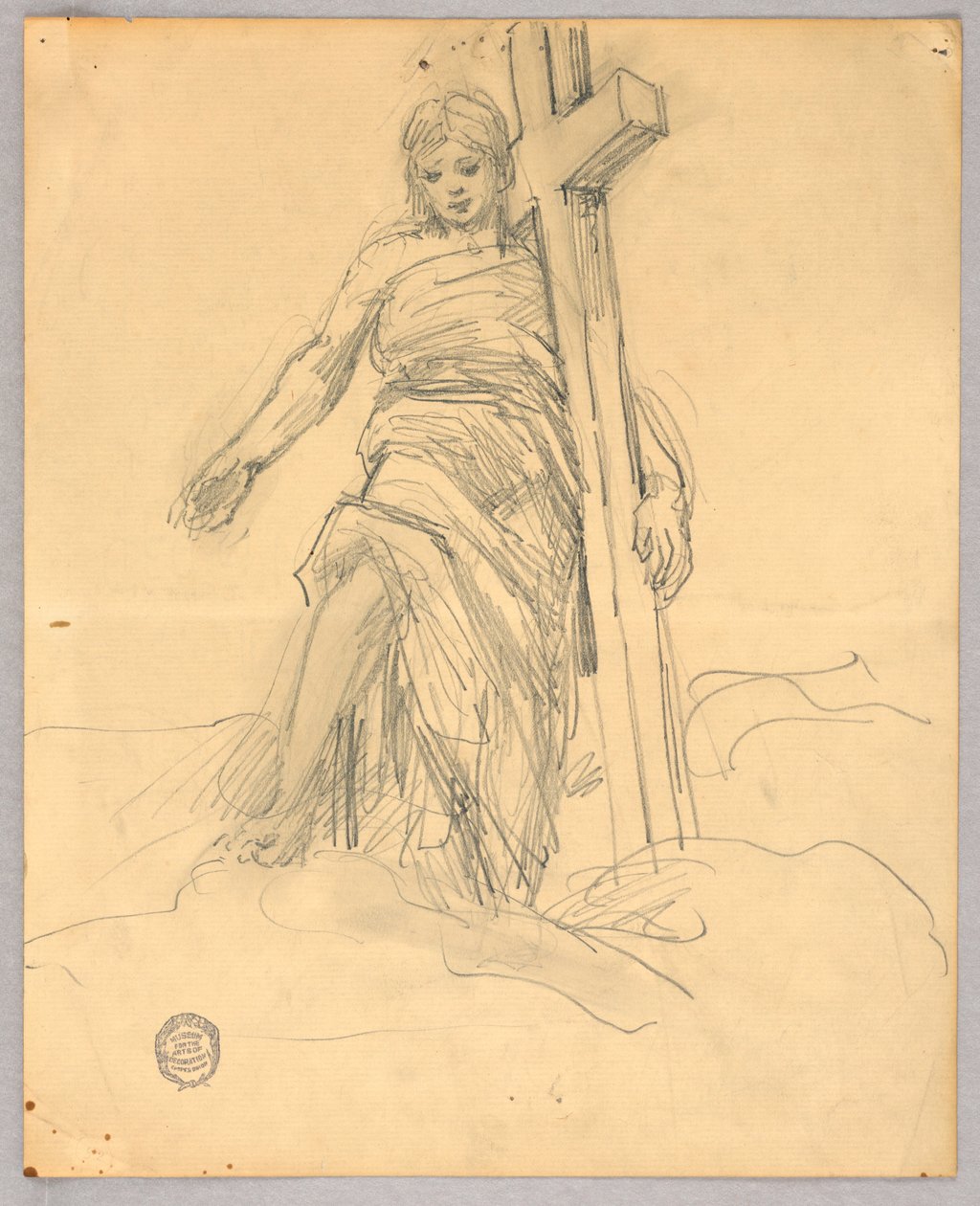Yükselişteki Merkezi Figür için Taslak by Francis Augustus Lathrop