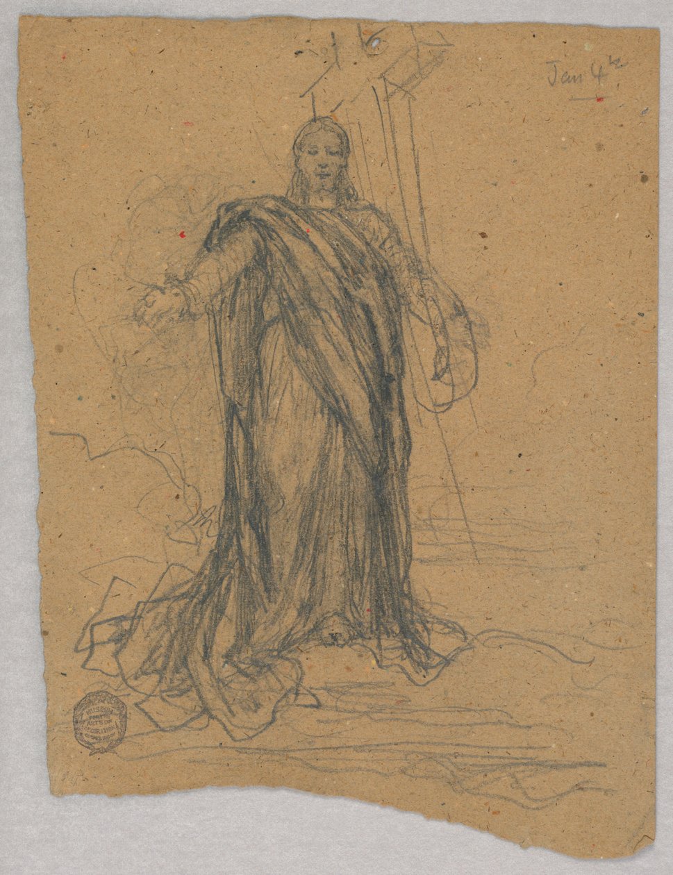 Yükselişteki Merkezi Figür için Taslak by Francis Augustus Lathrop