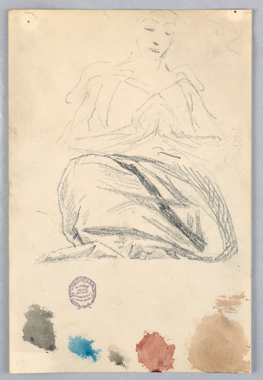 Oturan Figür İçin Perdelik Kroki by Francis Augustus Lathrop