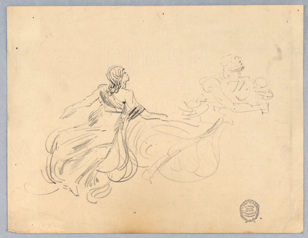 İki Kadın Figürü Kroki by Francis Augustus Lathrop