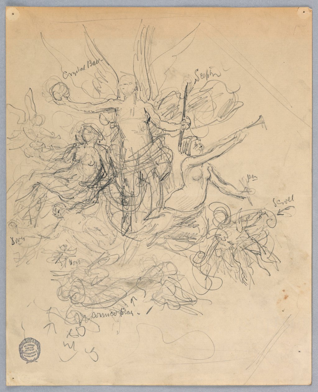 Kanatlı Figür Çizimi, Muhtemelen Fortuna by Francis Augustus Lathrop