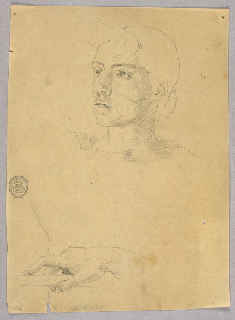 Bir Kadının Başı ve El Kroki by Francis Augustus Lathrop