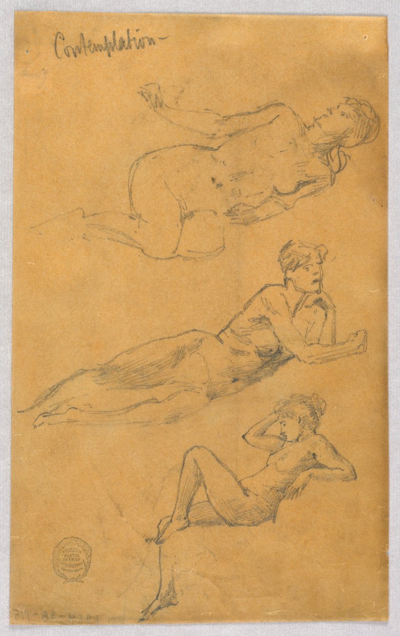 Çıplak Kadın Üç Çizimi by Francis Augustus Lathrop