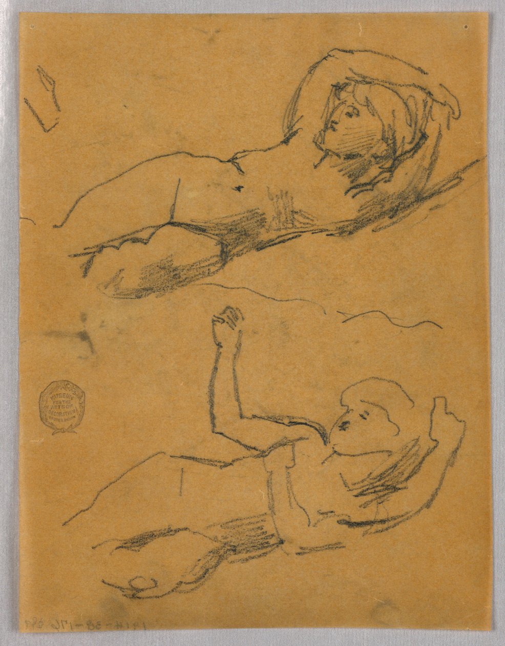 İki Çıplak Kadın Çizimi by Francis Augustus Lathrop