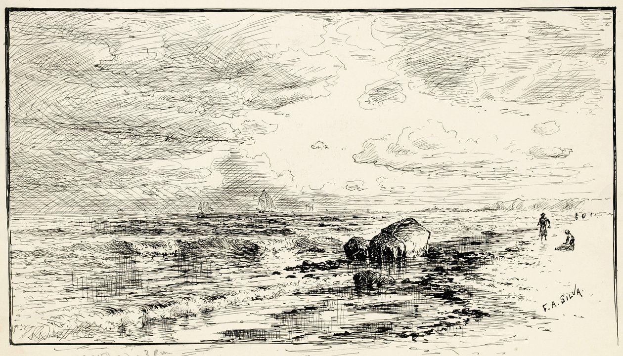 Point Judith, Rhode Island yakınlarındaki Plaj by Francis Augustus Silva