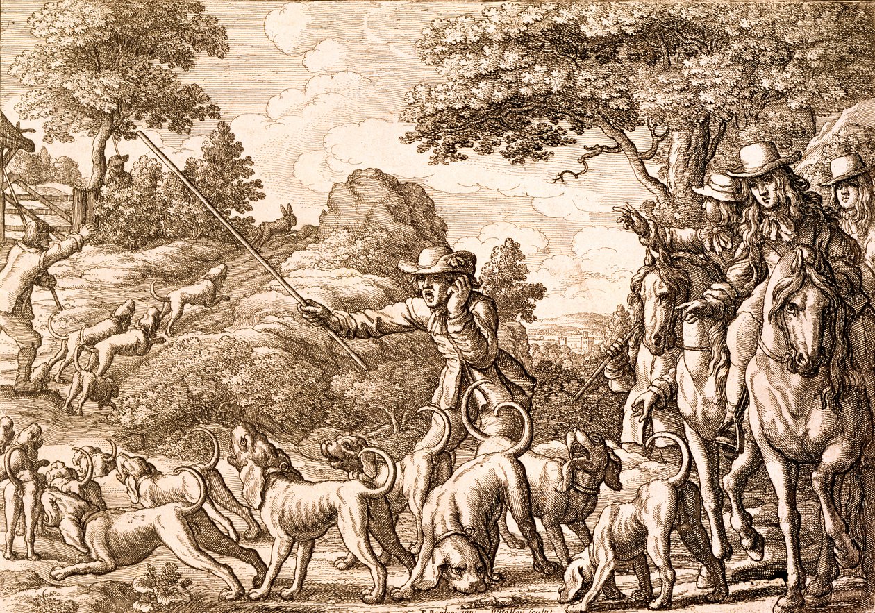 Wenceslaus Hollar tarafından kazınmış Tavşan Avı, 1671 by Francis Barlow