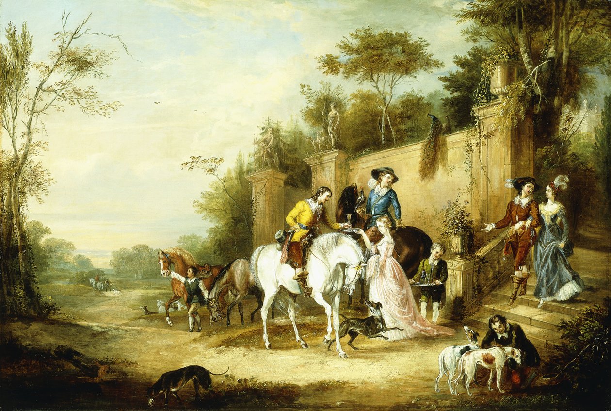 Bir Kır Evinin Basamağından Çıkan Bir Hawking Partisi, 1828 by Francis Calcraft Turner