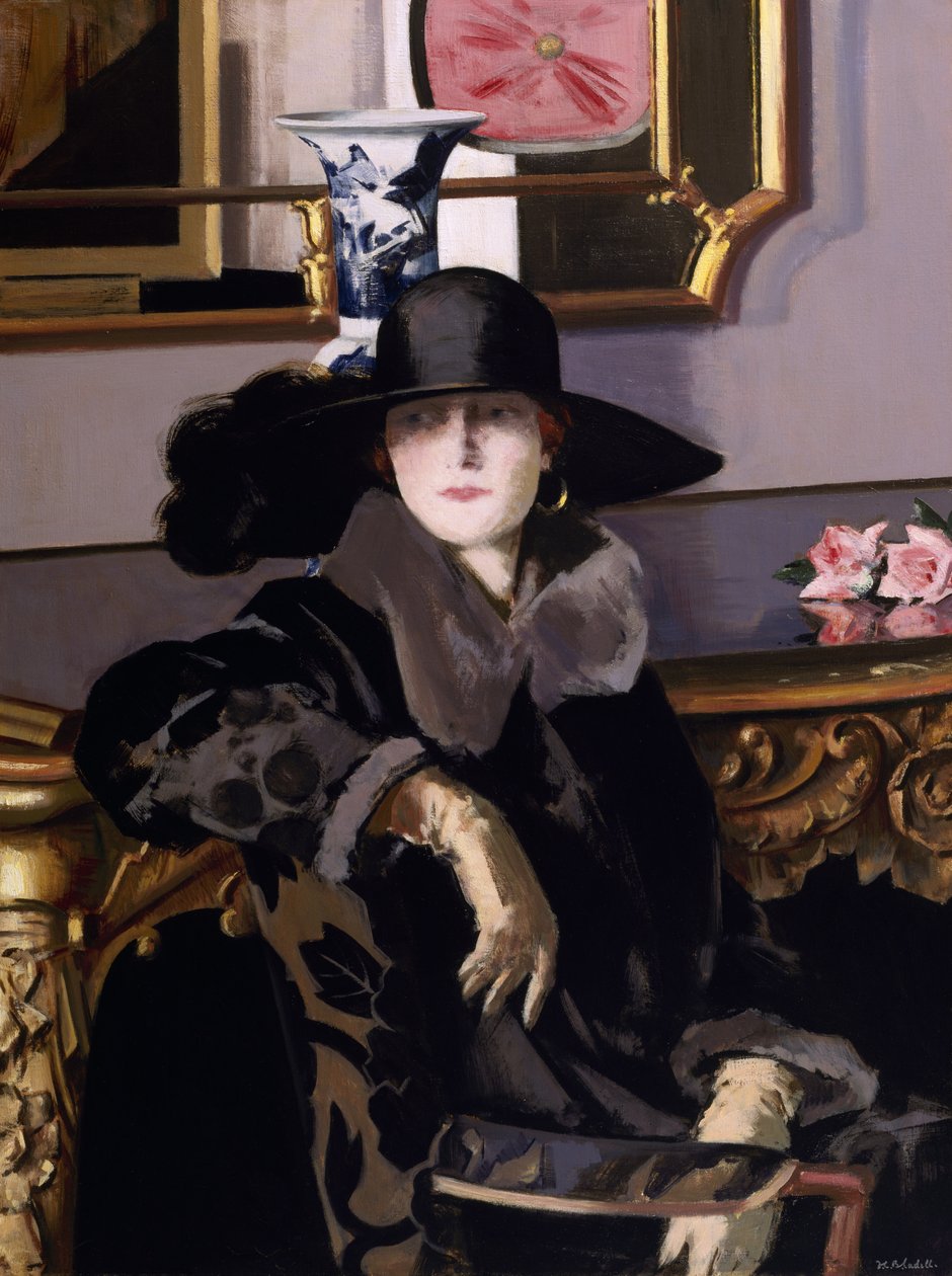 Siyahlı Bir Kadın (tuval üzerine yağlıboya) by Francis Campbell Boileau Cadell