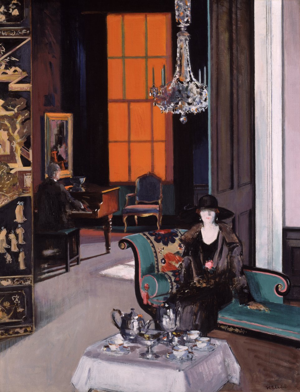 İç: Turuncu Perde, 1928 dolayları (tuval üzerine yağlıboya) by Francis Campbell Boileau Cadell