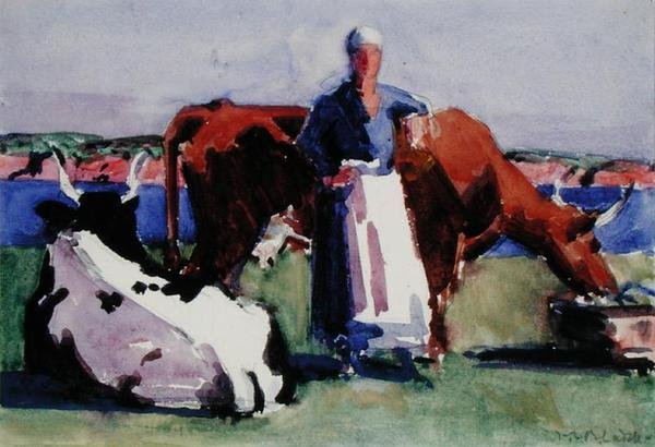 Sütçü Kız, Iona (kağıt üzerine sulu boya) by Francis Campbell Boileau Cadell