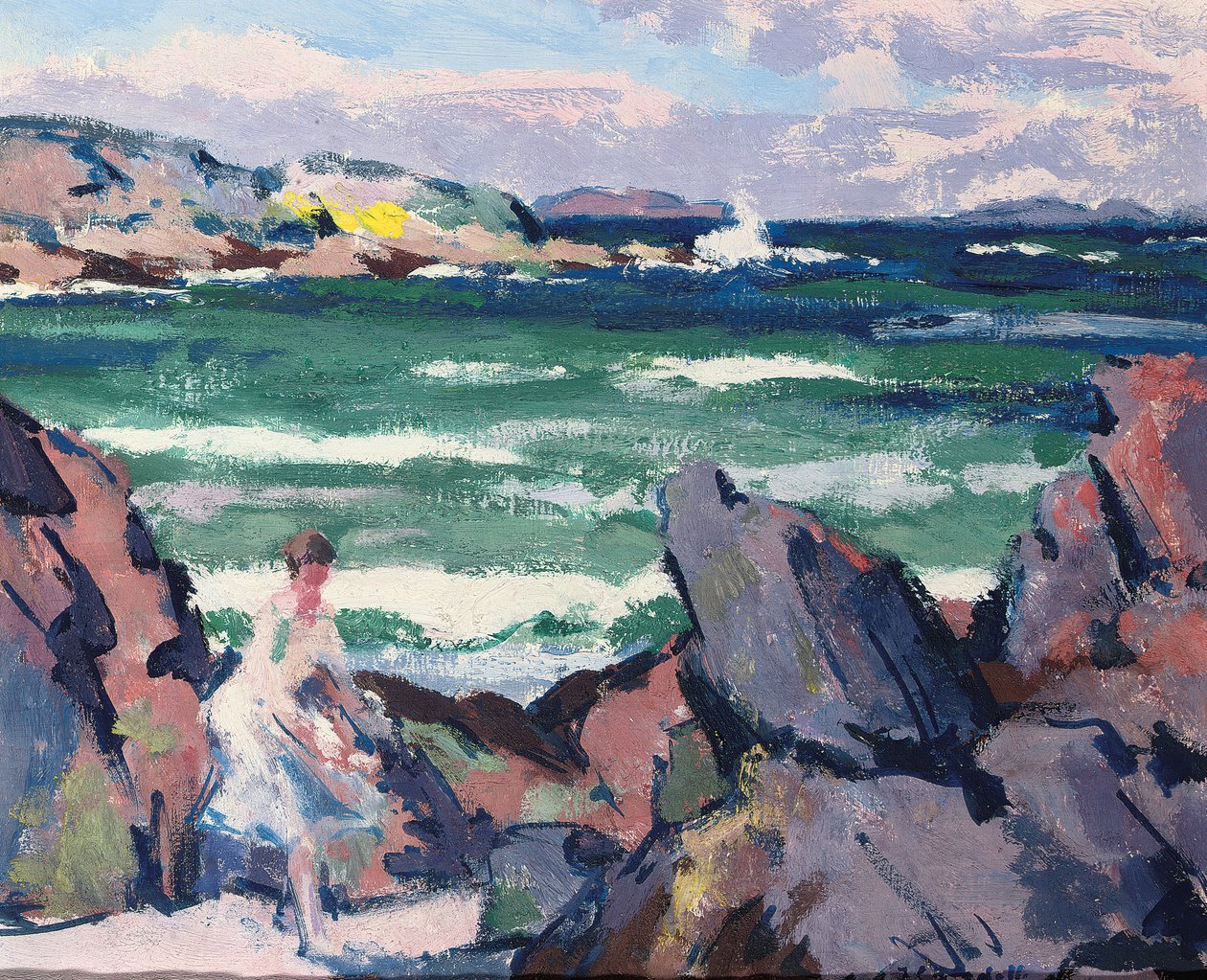 Kuzey Rüzgarı, Iona (Yıkanan) (panelde yağ) by Francis Campbell Boileau Cadell