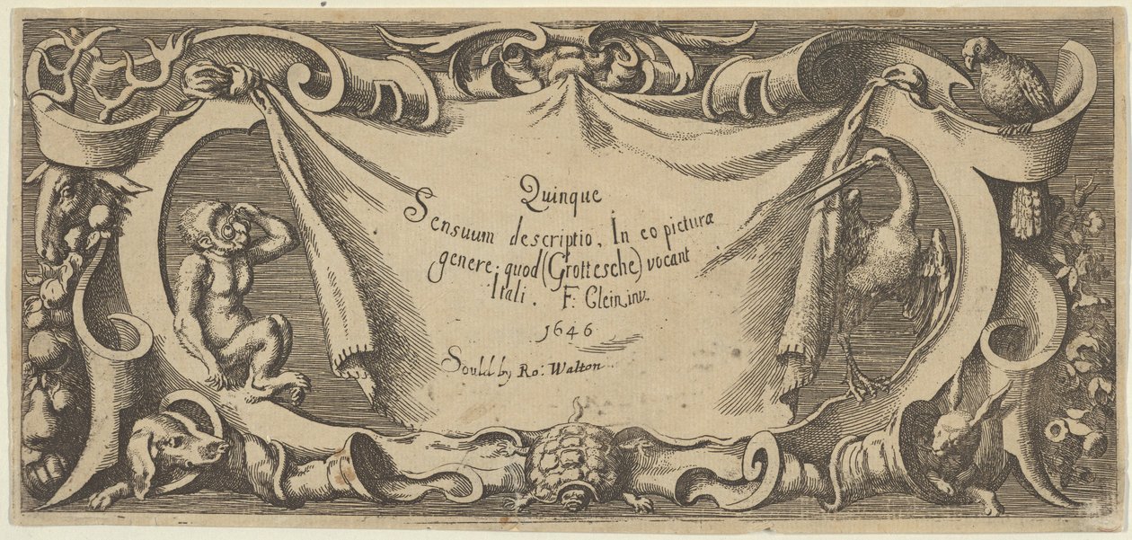 Beş Duyudan Başlık Plakası Beş Duyu, yakl. 1655 by Francis Cleyn