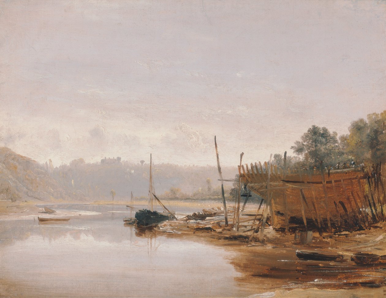 Dinan, Brittany yakınlarındaki Tekne İnşası by Francis Danby