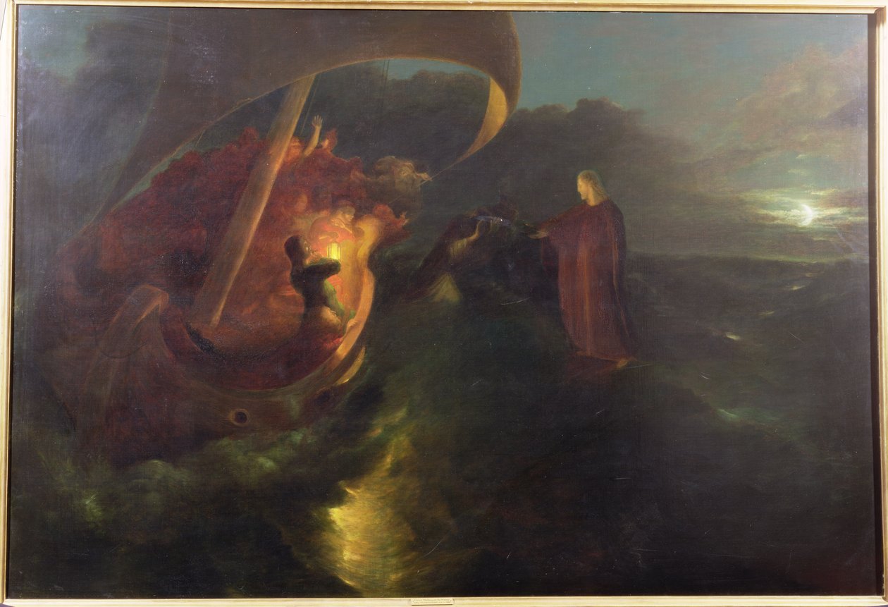 Celile Denizi üzerinde yürüyen İsa by Francis Danby