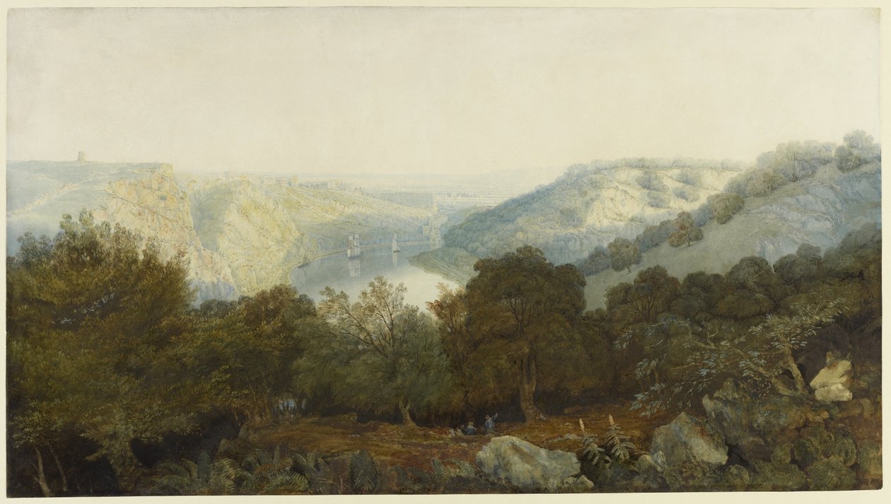 Avon Gorge with Clifton and the Hotwells, Bristol, c.1820 (dokuma kağıt üzerine grafit üzerine wc ve gövde rengi) by Francis Danby