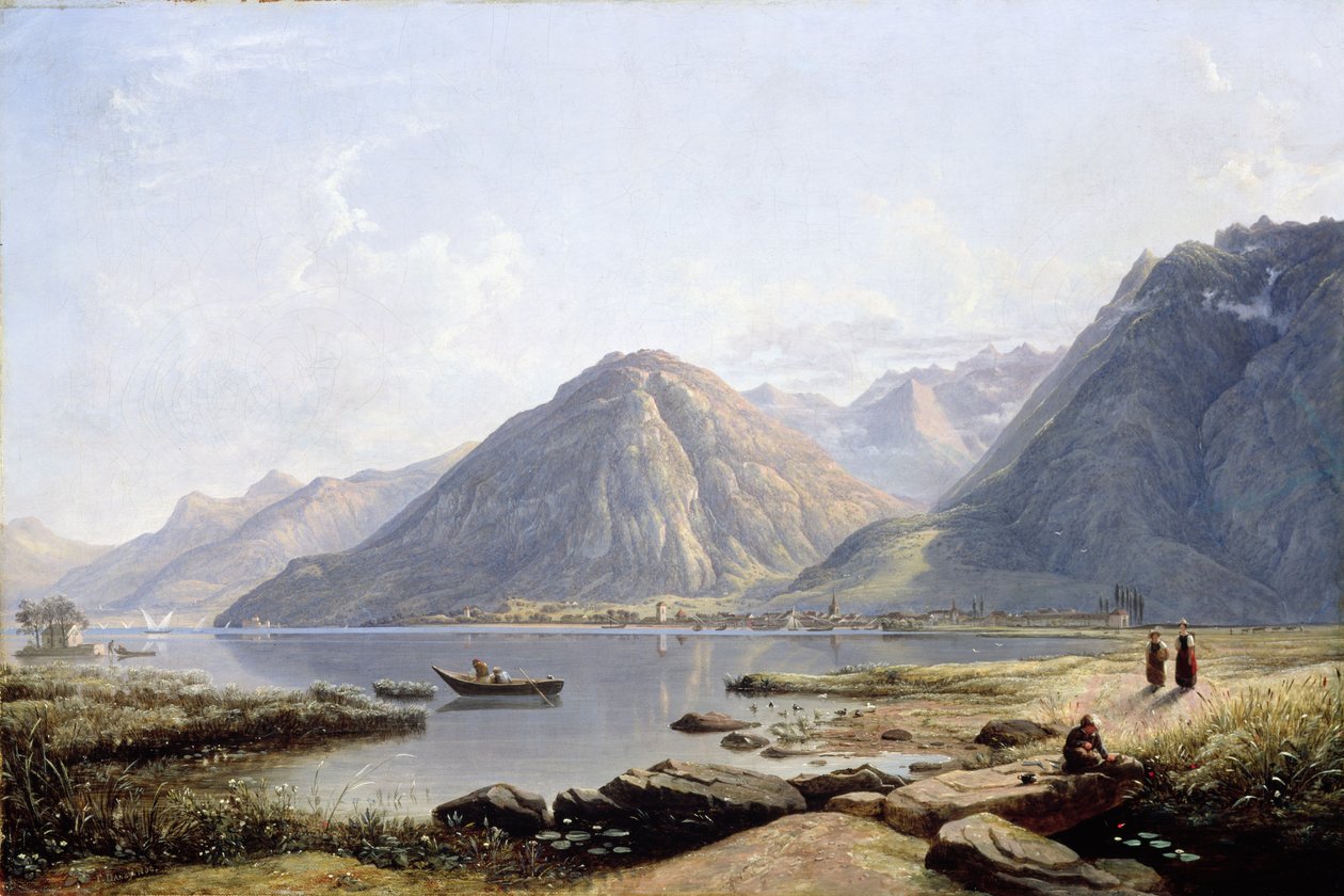Villeneuve Kasabası ile Cenevre Gölü manzarası, 1836 by Francis Danby