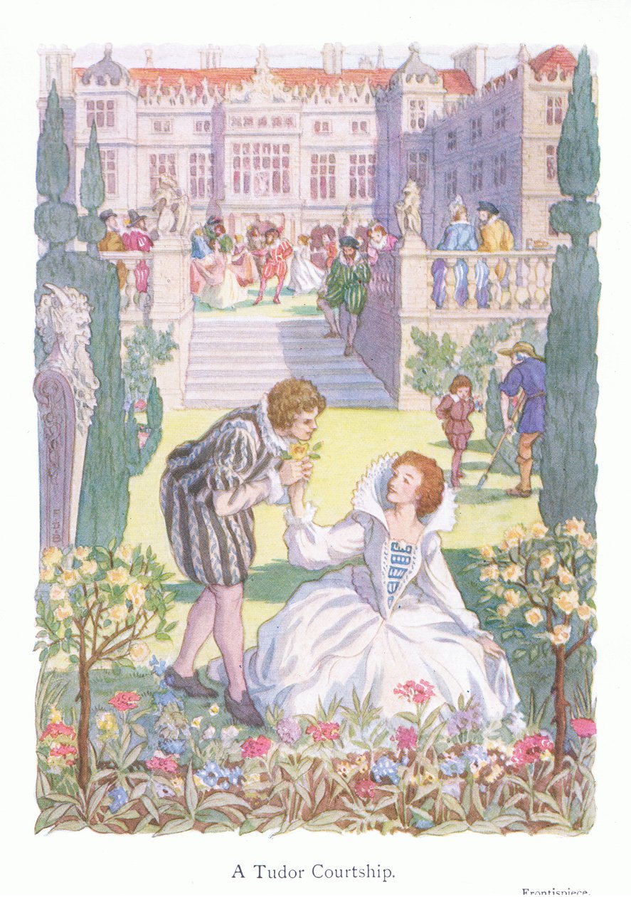Bir Tudor kurlaşması (renkli taş baskı) by Francis Donkin Bedford