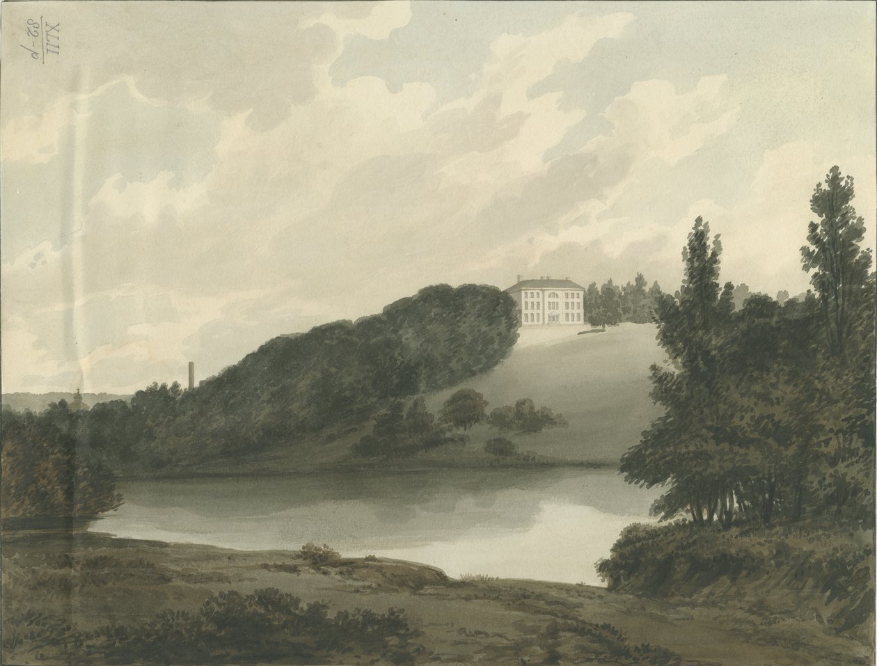 Soho - [Matthew Boulton"s] Evi: sulu boya boyama, nd [c 1798] by Francis Eginton