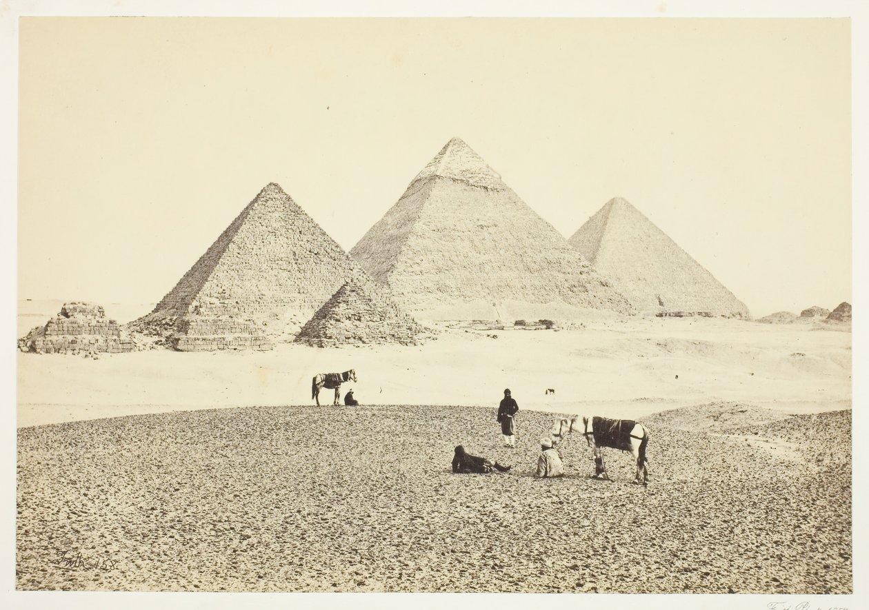 Güneybatıdan El Geezeh Piramitleri, 1857. by Francis Frith