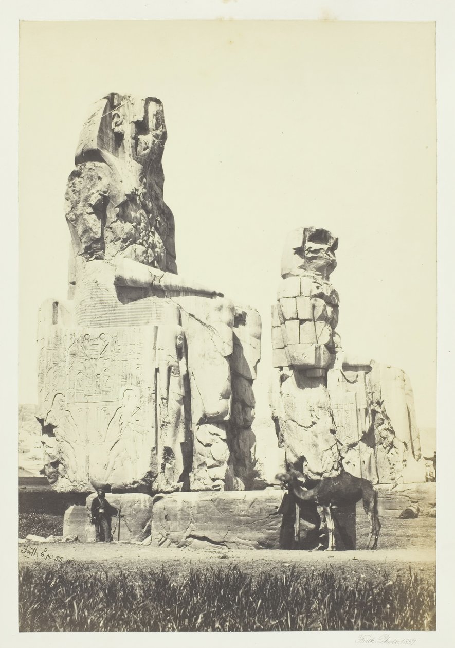 Memnon Heykelleri, Teb Ovası, 1857. by Francis Frith
