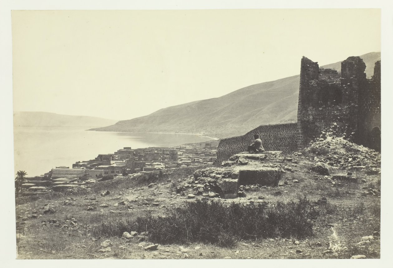 Tiberias Kasabası ve Gölü, Kuzeyden, 1857. by Francis Frith