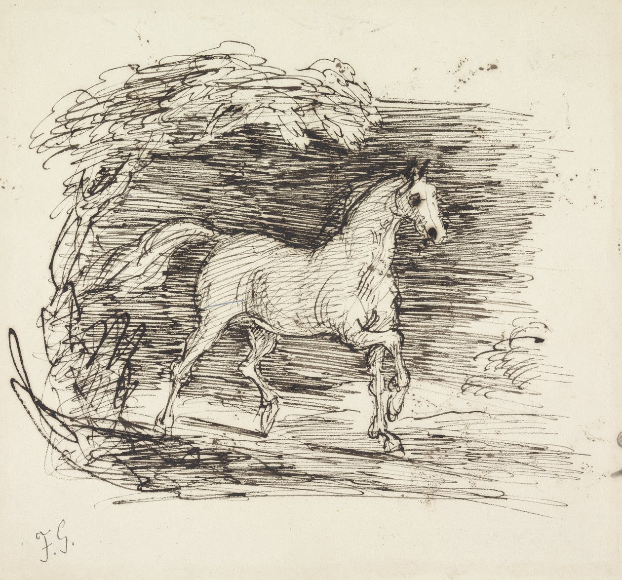 Bir Ormandan Çıkan Gri Bir At by Francis Grant